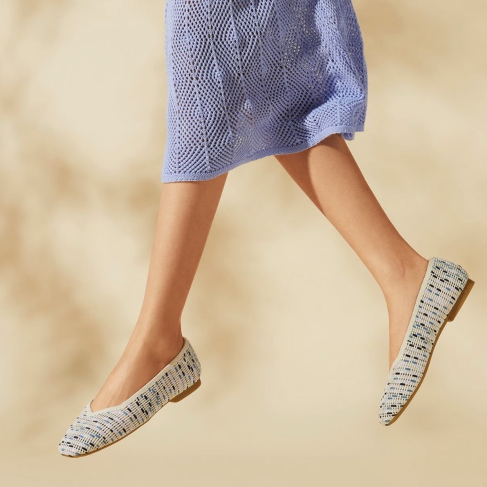 Vivaia Square-Toe V-Cut Crochet Knit Ballet Flats Loafers Margot 2.0 Size 39 or